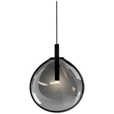 Sonneman Cantina 9" Wide Satin Black Led Mini Pendant W/ Smoke Glass