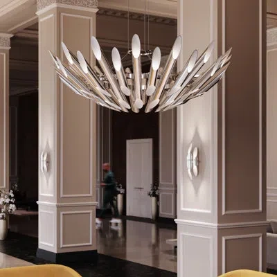 Sonneman Chimes 60 - Light Led Unique/statement Chandelier In Polished Chrome