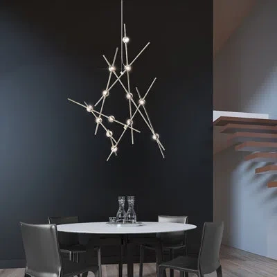 Sonneman Constellation® 13 - Light Led Sputnik Modern Linear Chandelier In Clear,satin Nickel