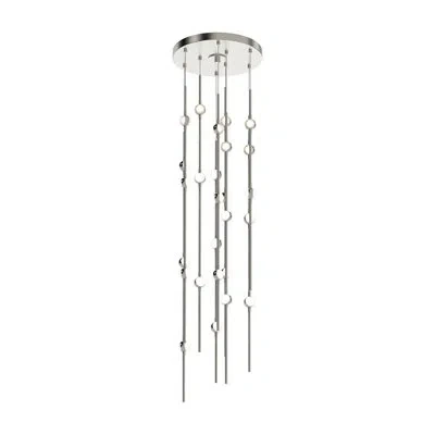 Sonneman Constellation® 26 - Light Cluster Tiered Led Pendant In Clear,satin Nickel