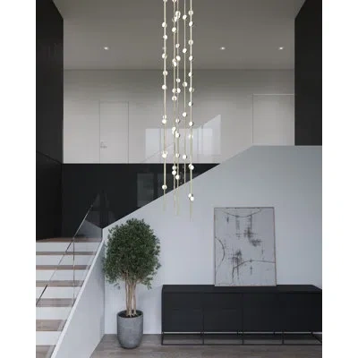 Sonneman Constellation® 55 - Light Cluster Tiered Led Pendant In White,satin Nickel