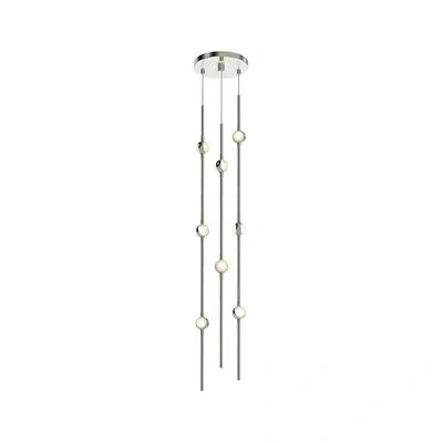 Sonneman Constellation® 8 - Light Cluster Tiered Led Pendant In Clear,satin Nickel