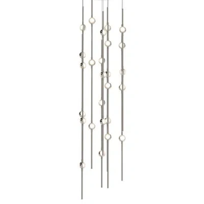 Sonneman Constellation - Andromeda Led 12" Round Chandelier - Short - Satin Nickel - Clear Faceted Acrylic Le