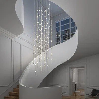 Sonneman Constellation - Andromeda Led 25" Round Chandelier - Satin Nickel - Clear Faceted Acrylic Lens - 300
