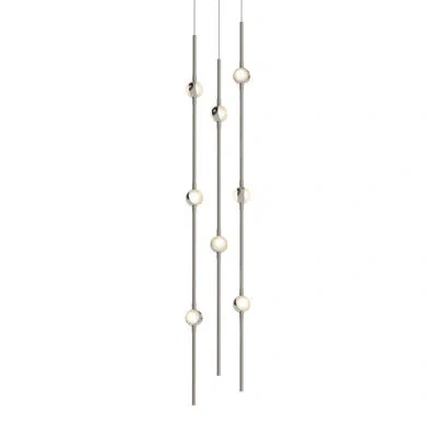 Sonneman Constellation - Andromeda Led 6" Round Chandelier - Short - Satin Nickel - Clear Faceted Acrylic Len