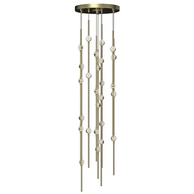 Sonneman Constellation Andromeda Short 12" Round Led Pendant - Brass - Clear Le