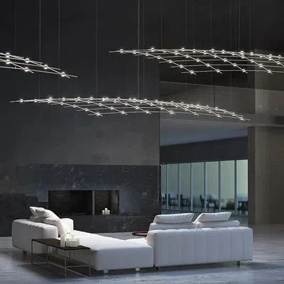 Sonneman Constellation - Aquarius Major Chandelier - Satin Nickel - White Optical Acrylic Lens - 3000k - 240"