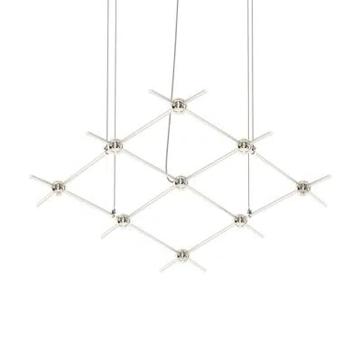 Sonneman Constellation - Aquarius Minor Chandelier - Satin Nickel - Clear Faceted Acrylic Lens - 3000k - 240"