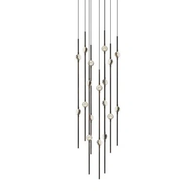 Sonneman Constellation - Aries 12" Round Led Pendant - Espresso Black Fixture - 2200k - 120" Cable In Clear Faceted Acrylic