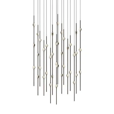 Sonneman Constellation - Aries 24" Square Led Pendant - 3000k - 120" Cable In Espresso Black,clear Faceted Acrylic