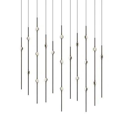 Sonneman Constellation - Aries 36" Rectangle Led Pendant - 3000k - 240" Cable In Espresso Black,clear Faceted Acrylic