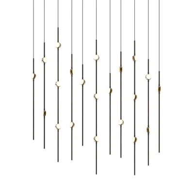 Sonneman Constellation - Aries 36" Rectangle Led Pendant - Espresso Black Fixture - 2200k - 120" Cable In White Optical Acrylic
