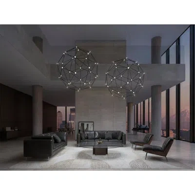 Sonneman Constellation Hedron Led Chandelier -240" Cable In Satin Nickel