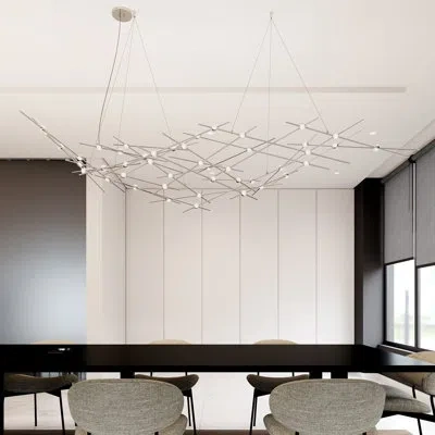 Sonneman Constellationursa Major Led Chandelier Acrylic Lens 120" Cable In Clear,satin Nickel