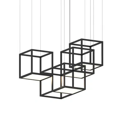 Sonneman Cubix 12 - Light Unique Square Led Chandelier In Satin Black
