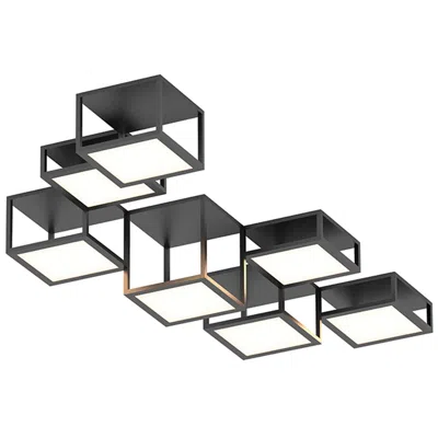 Sonneman Cubix 84.5" Wide 7.light Satin Black Led Surface Mount