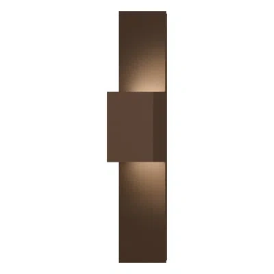 Sonneman Flat Box Up/down Led Panel Outdoor Wall Sconce In Textured Bronze