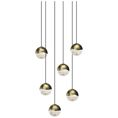 Sonneman Grapes 10.5" Wide Round 6-light Brass Led Pendant