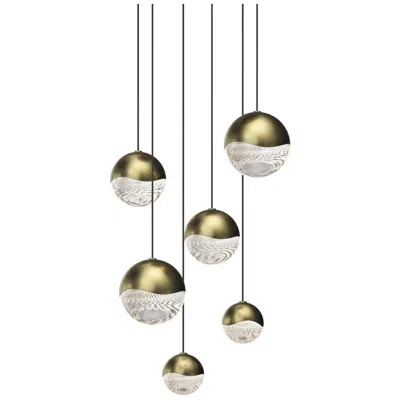 Sonneman Grapes 11.75" Wide Round 6-light Brass Led Pendant