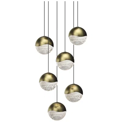 Sonneman Grapes 11.75" Wide Round 6-light Brass Led Pendant
