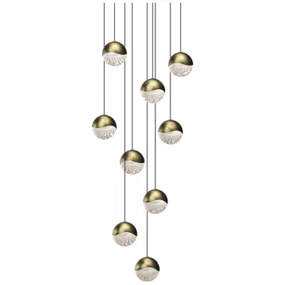 Sonneman Grapes 13.25" Wide Round 9-light Brass Led Pendant