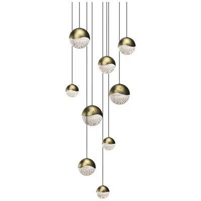 Sonneman Grapes 13.75" Wide Round 9-light Brass Led Pendant