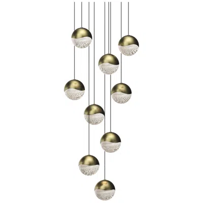 Sonneman Grapes 13.75" Wide Round 9-light Brass Led Pendant