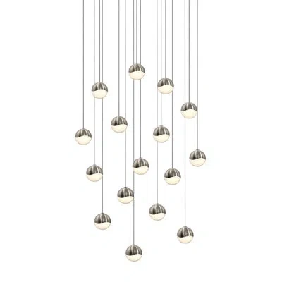Sonneman Grapes™ 16 - Light Cluster Globe Led Pendant In Satin Nickel