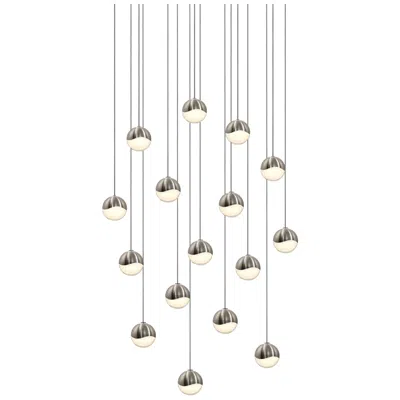 Sonneman Grapes 22.5" Wide 16.light Satin Nickel Small Square Led Pendant