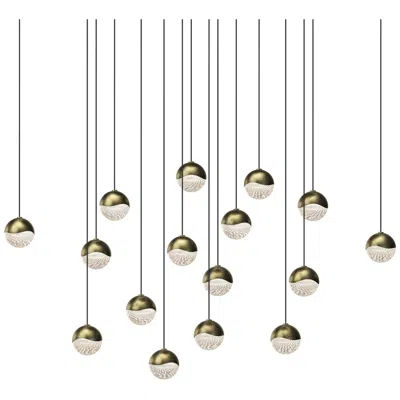 Sonneman Grapes 22.5" Wide Square 16-light Brass Led Pendant