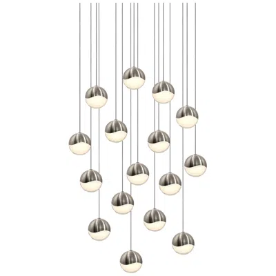 Sonneman Grapes 23.25" Wide 16.light Satin Nickel Medium Square Led Pendant