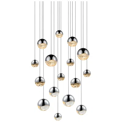 Sonneman Grapes 23.75" Wide 16.light Polished Chrome Assorted Square Led Pendan