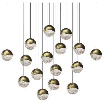 Sonneman Grapes 23.75" Wide Square 16-light Brass Led Pendant
