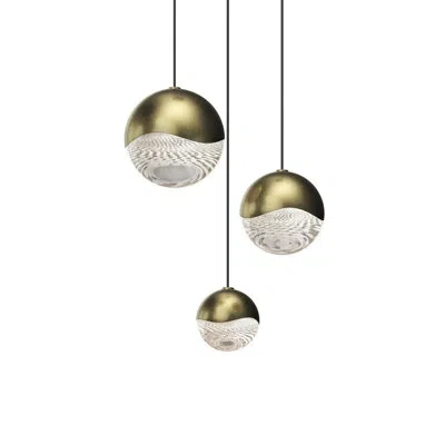 Sonneman Grapes 3 - Light Cluster Globe Led Pendant In Brass