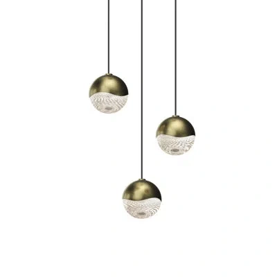 Sonneman Grapes 3 - Light Cluster Globe Led Pendant In Brass