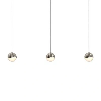 Sonneman Grapes 3 - Light Kitchen Island Globe Led Pendant In Satin Nickel