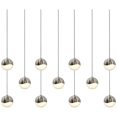 Sonneman Grapes 36.25" Wide 11.light Satin Nickel Small Rectangle Led Pendant