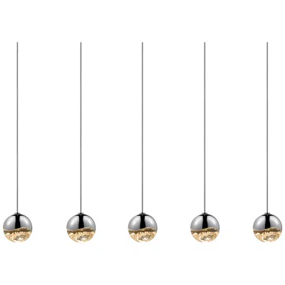 Sonneman Grapes 36.5" Wide 5.light Polished Chrome Small Rectangle Led Pendant