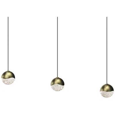 Sonneman Grapes 36.5" Wide Rectangle 3-light Brass Led Pendant