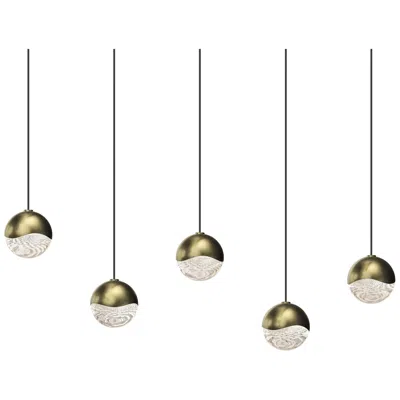 Sonneman Grapes 36.5" Wide Rectangle 5-light Brass Led Pendant