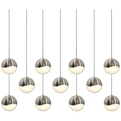 Sonneman Grapes 37" Wide 11-light Satin Nickel Medium Rectangle Led Pendant