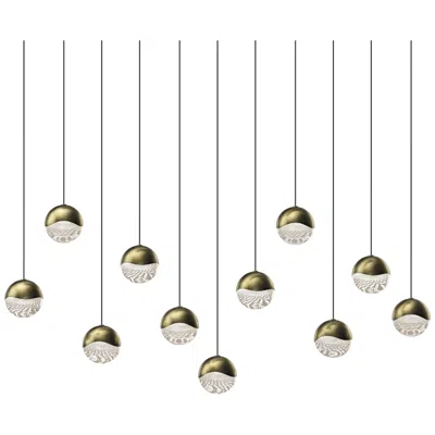 Sonneman Grapes 37" Wide Rectangle 11-light Brass Led Pendant