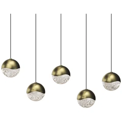 Sonneman Grapes 37.25" Wide Rectangle 5-light Brass Led Pendant