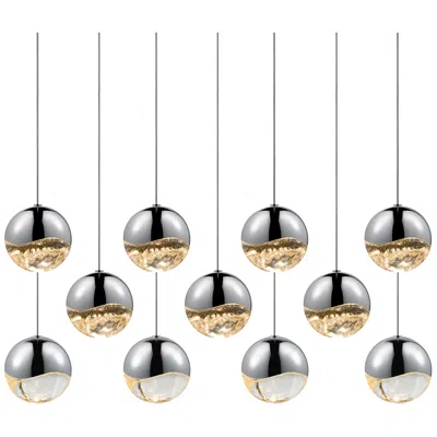 Sonneman Grapes 37.5" Wide 11-light Polished Chrome Large Rectangle Led Pendant