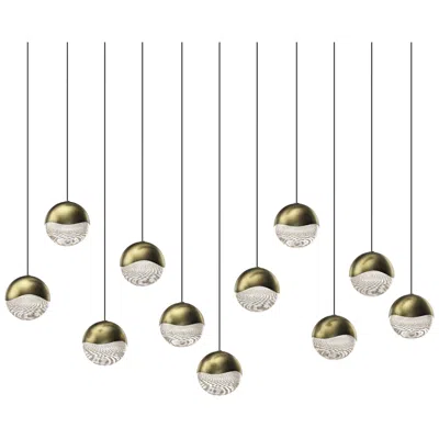 Sonneman Grapes 37.5" Wide Rectangle 11-light Brass Led Pendant