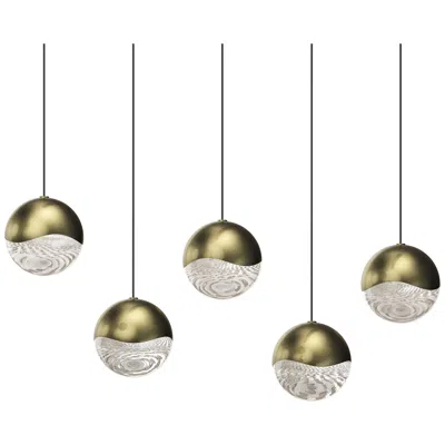 Sonneman Grapes 37.75" Wide Rectangle 5-light Brass Led Pendant