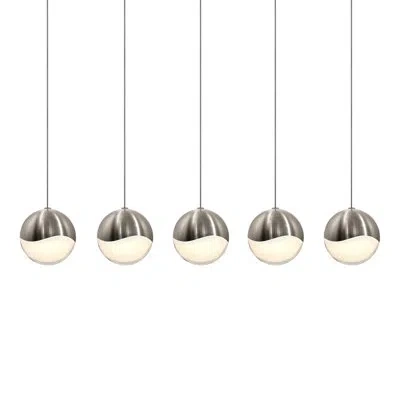 Sonneman Grapes™ 5 - Light Kitchen Island Globe Led Pendant In Satin Nickel