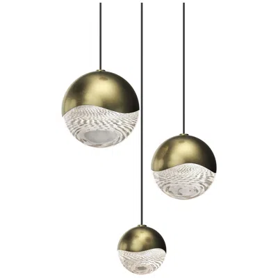 Sonneman Grapes 8.25" Wide Round 3-light Brass Led Pendant