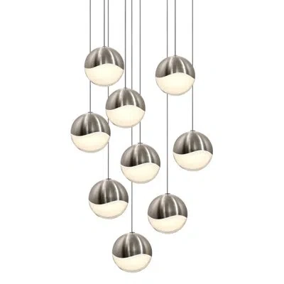 Sonneman Grapes® 9 - Light Cluster Globe Led Pendant In Satin Nickel,white