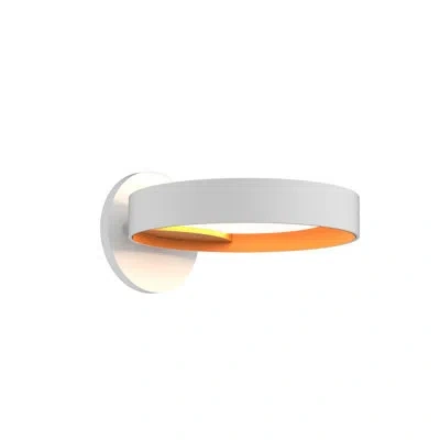 Sonneman Guide Ring 1-light Led Armed Sconce In Satin White,apricot